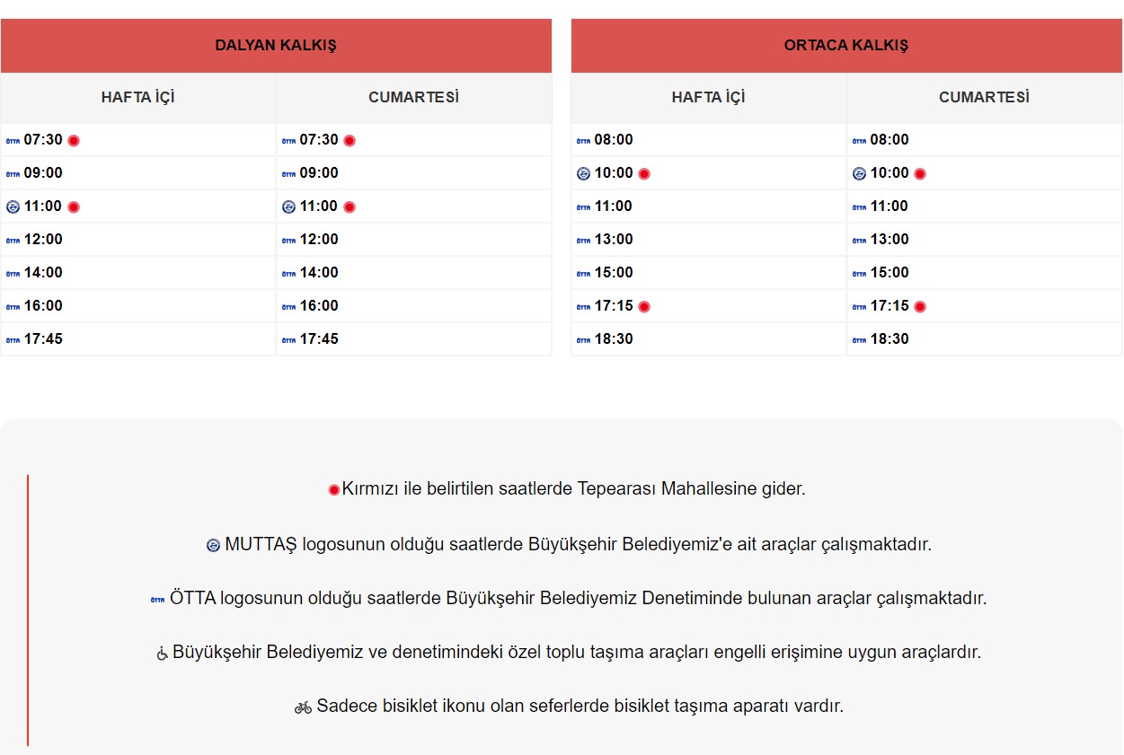 Ortaca Dalyan Dolmuş saatleri